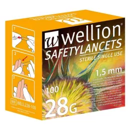 WELLION Safetylancets 28 G safety enamels, 100 pcs