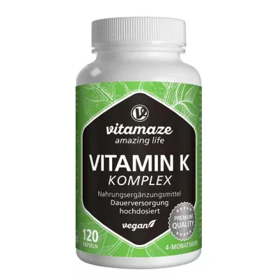 VITAMIN K1+K2 complex high-dosed vegan capsules, 120 pcs