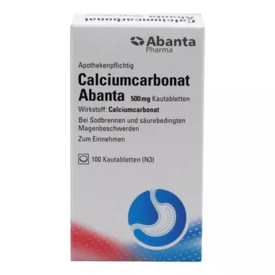 Calcium Carbonate Abanta 500 mg Chewable Tablets, 100 count