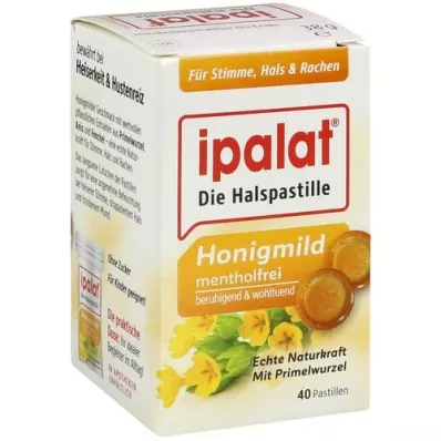 IPALAT Throat lozenges honey mild without menthol sugar fresh, 40 pcs