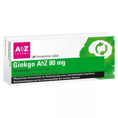 Ginkgo AbZ 80 mg film-coated tablets, 30 pcs Ginkgo AbZ 80 mg film-coated tablets, 30 pcs