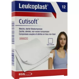 LEUKOPLAST Cutisoft fleece compress 7.5x7.5 cm sterile, 12 pcs