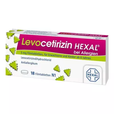 Levocetirizine Hexal for allergies 5 mg film-coated tablets, 18 pcs Levocetirizine Hexal for allergies 5 mg film-coated tablets, 18 pcs