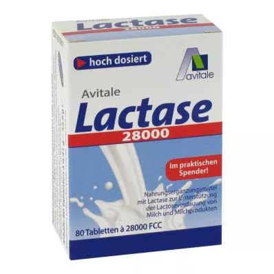 Lactase 28,000 FCC tablets in dispenser, 80 pcs Lactase 28,000 FCC tablets in dispenser, 80 pcs