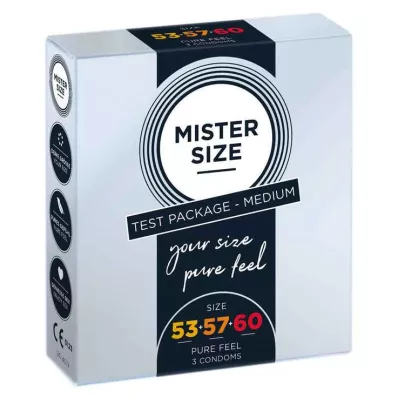 MISTER Size trial pack 53-57-60 condoms, 3 pcs MISTER Size trial pack 53-57-60 condoms, 3 pcs