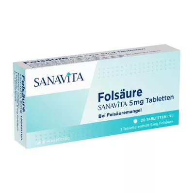 Folic acid Sanavita 5 mg tablets, 20 pcs Folic acid Sanavita 5 mg tablets, 20 pcs