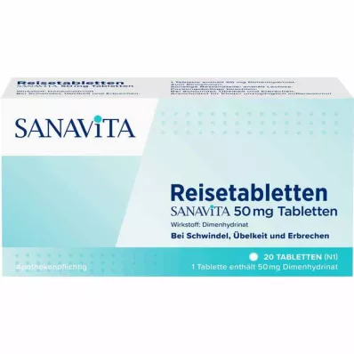 Sanavita 50 mg travel sickness tablets, 20 tablets Sanavita 50 mg travel sickness tablets, 20 tablets
