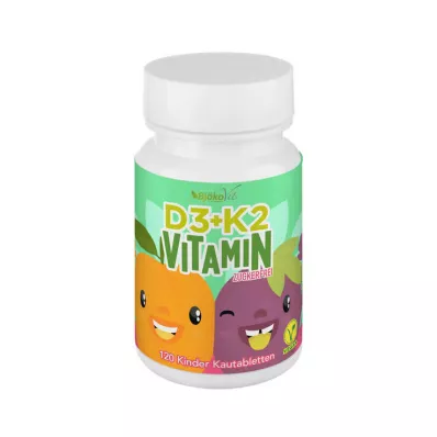 Vitamin D3 + K2 childrens chewable tablets vegan, 120 pieces Vitamin D3 + K2 childrens chewable tablets vegan, 120 pieces