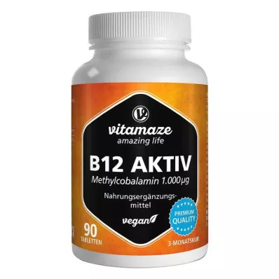 B12 Active 1,000 µg vegan tablets, 90 pcs