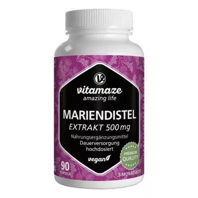 Milk thistle 500 mg extract high-dose vegan capsules, 90 pieces Milk thistle 500 mg extract high-dose vegan capsules, 90 pieces