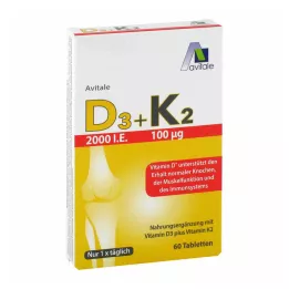 Vitamin D3+K2 2000 I.U., 60 pcs