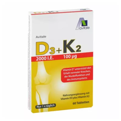 Vitamin D3+K2 2000 I.U., 60 pcs