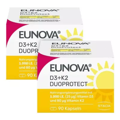 EUNOVA DuoProtect D3+K2 1.000 I.E./80 μg Kps.Combi, 2X90 St EUNOVA DuoProtect D3+K2 1.000 I.E./80 μg Kps.Combi, 2X90 St