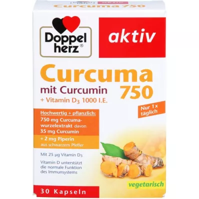 DOPPELHERZ Curcuma 750 Capsules, 30 Capsules