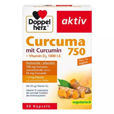DOPPELHERZ Curcuma 750 Capsules, 30 Capsules