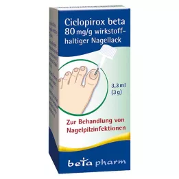 CICLOPIROX beta 80 mg/g active ingredient nail varnish, 3.3 ml
