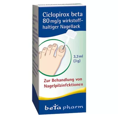 Ciclopirox beta 80 mg/g active nail polish, 3.3 ml