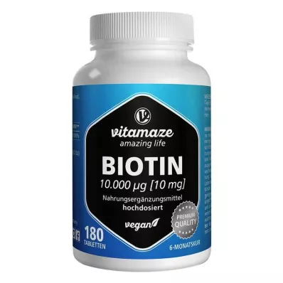 BIOTIN 10 mg high-dose vegan tablets, 180 pcs