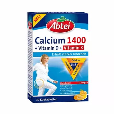 ABTEI Calcium 1400+Vitamin D3+K Chewable Tablets, 30 pcs
