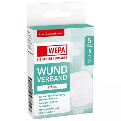 WEPA Wound dressing 7.2x5 cm sterile, 5 pcs WEPA Wound dressing 7.2x5 cm sterile, 5 pcs