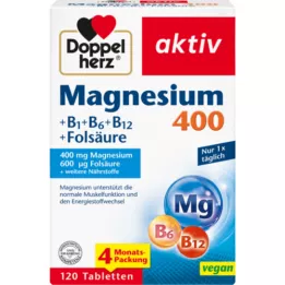 DOPPELHERZ Magnesium 400+B1+B6+B12+folic acid tbl, 120 pcs