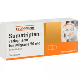 SUMATRIPTAN-ratiopharm for migraine 50 mg film-coated tablets, 2 pcs