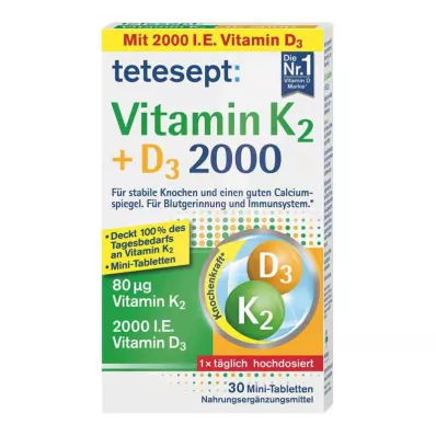 TETESEPT Vitamin K2+D3 2000 tablets, 30 pcs