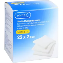 ALVITA Gauze compresses sterile 5x5 cm, 25X2 pcs