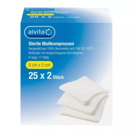 ALVITA Gauze compresses sterile 5x5 cm, 25X2 pcs