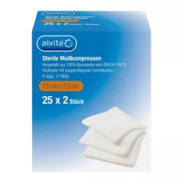 ALVITA Gauze compresses sterile 7.5x7.5 cm, 25X2 pcs
