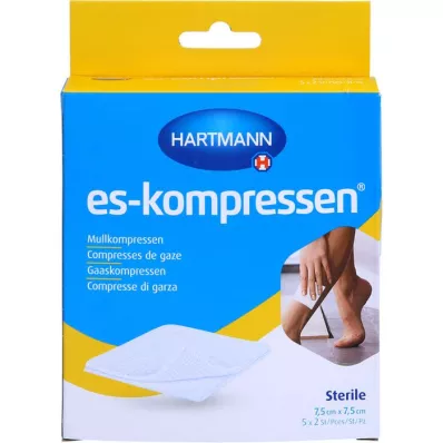 ES-KOMPRESSEN sterile 7.5x7.5 cm 8-fold 17-thread, 5X2 pcs