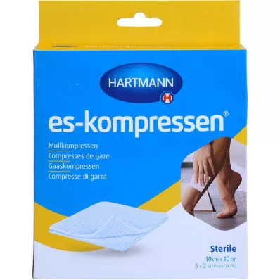 ES-KOMPRESSEN sterile 10x10 cm 8ply 17thread, 5X2 pcs