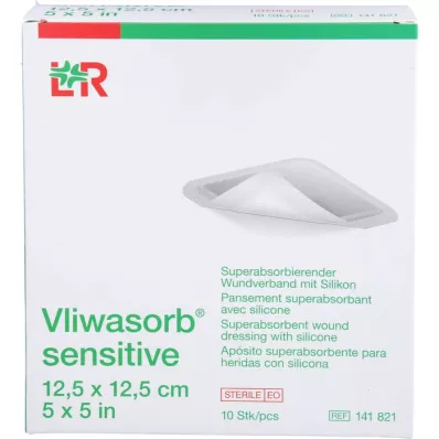 VLIWASORB sensitive 12.5x12.5 cm superabsorbent wound dressing, 10 pcs
