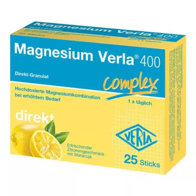 MAGNESIUM VERLA 400 Lemon Direct Granules, 25 pcs MAGNESIUM VERLA 400 Lemon Direct Granules, 25 pcs