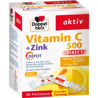 DOPPELHERZ Vitamin C 500+Zinc Depot DIRECT Pellets, 40 pcs