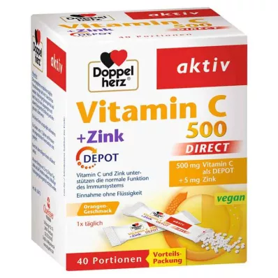 DOPPELHERZ Vitamin C 500+Zinc Depot DIRECT Pellets, 40 pcs DOPPELHERZ Vitamin C 500+Zinc Depot DIRECT Pellets, 40 pcs