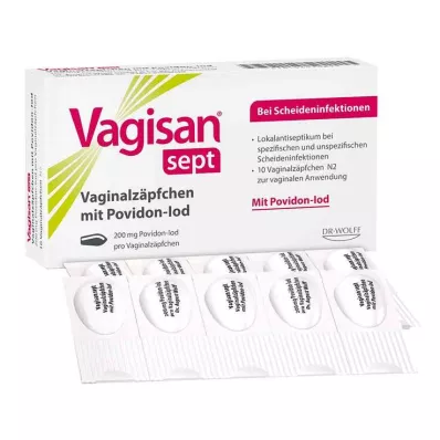 Vagisan sept vaginal suppositories with povidone-iodine, 10 pcs