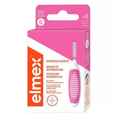 ELMEX Interdental brushes ISO size 0 0.4 mm pink, 8 pcs