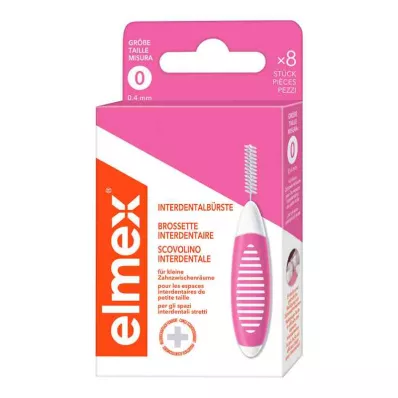 ELMEX Interdental brushes ISO size 0 0.4 mm pink, 8 pcs