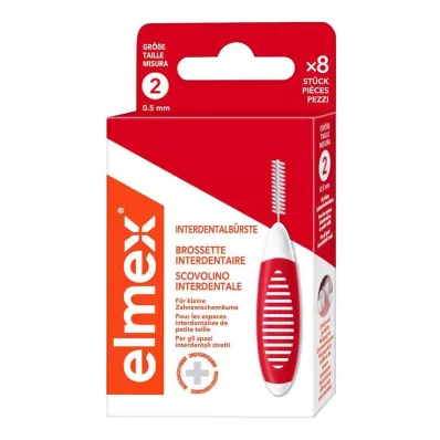 ELMEX Interdental brushes ISO size 2 0.5 mm red, 8 pcs