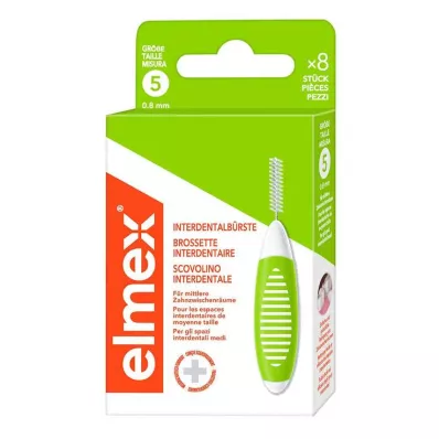 ELMEX Interdental brushes ISO size 5 0.8 mm green, 8 pcs