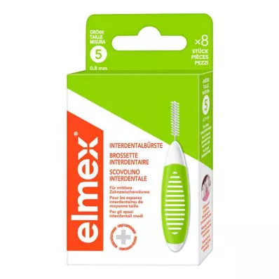 ELMEX Interdental brushes ISO size 5 0.8 mm green, 8 pcs