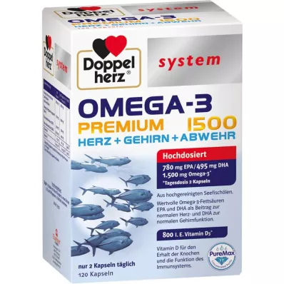 DOPPELHERZ Omega-3 Premium 1500 system Capsules, 120 Capsules