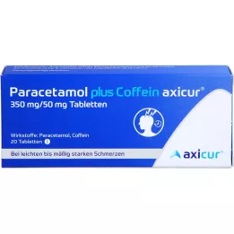 PARACETAMOL plus Caffeine axicur 350 mg/50 mg tbl, 20 pcs