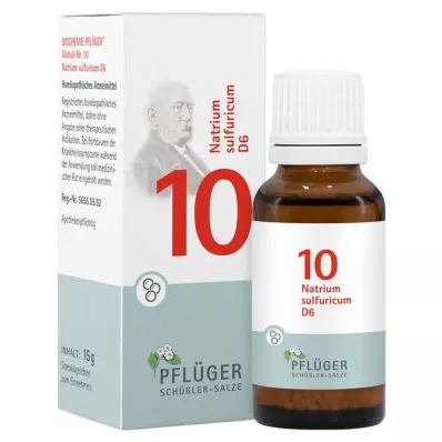 Biochemistry Pflueger 10 Natrum sulfuricum D 6 globules, 15 g Biochemistry Pflueger 10 Natrum sulfuricum D 6 globules, 15 g