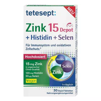 TETESEPT Zinc 15 depot+histidine+selenium film-coated tablets, 30 pcs