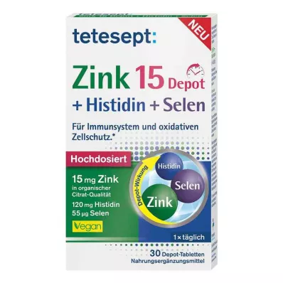 Tetesept Zinc 15 Depot + Histidine + Selenium film-coated tablets, 30 pcs