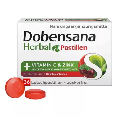 DOBENSANA Herbal Cherry Paste Vit.C &amp; Zinc Pastil., 36 pcs