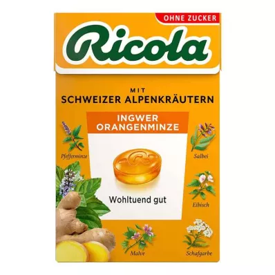 Ricola without sugar box of ginger orange mint candies, 50 g Ricola without sugar box of ginger orange mint candies, 50 g
