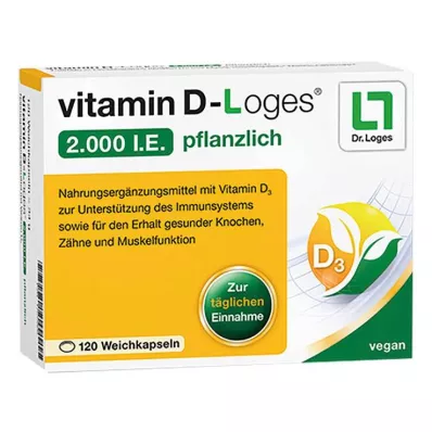 VITAMIN D-LOGES 2,000 I.U. vegetarian soft capsules, 120 pcs